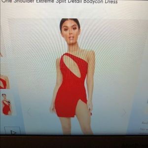 Red cutout one shoulder dress